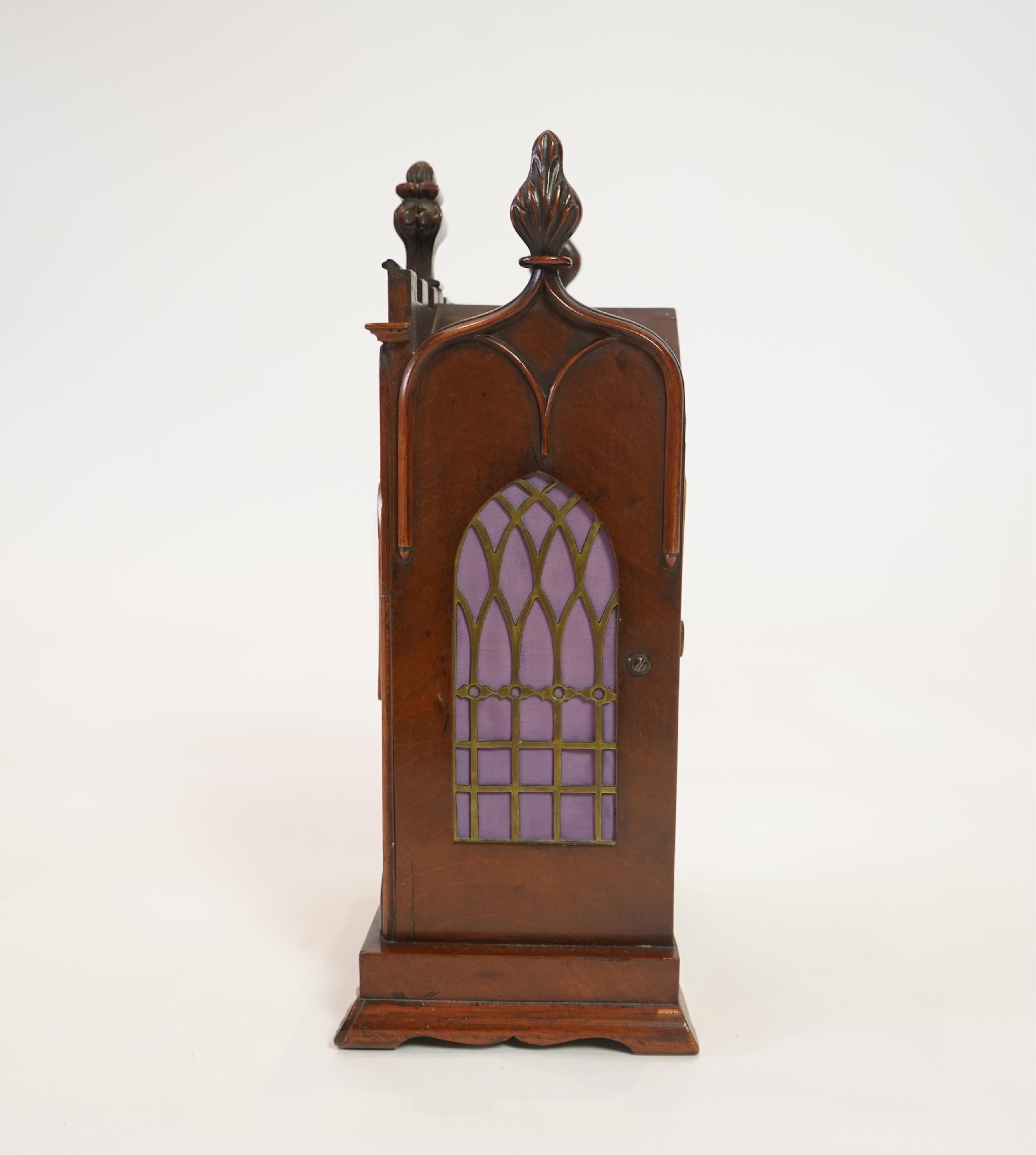A small late Regency Gothic Revival mahogany bracket clock, signed William Johnson, 50 Strand London